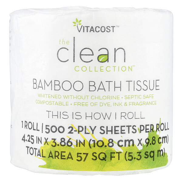 Vitacost The Clean Collection™, Bamboo Bath Tissue, 1 Roll
