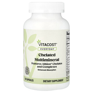 Vitacost, Multiminéraux chélatés, 120 comprimés-capsules