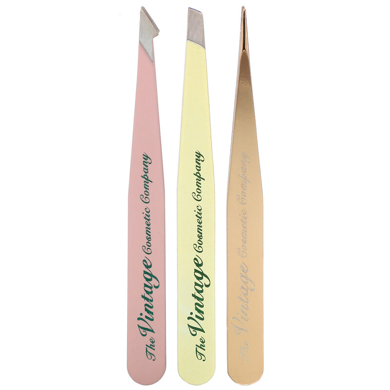 The Vintage Cosmetic Co., Essential Tweezer Set, 3 Piece Set iHerb