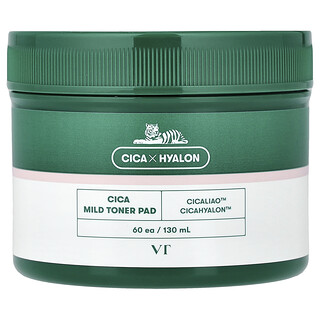 VT Cosmetics, Almohadillas de tónico suave Cica, 60 almohadillas