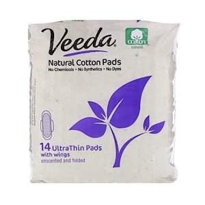 Отзывы о Veeda, Natural Cotton Pads with Wings, Ultra Thin, 14 Pads