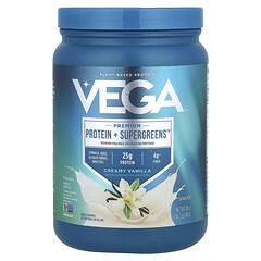 Premium, Protein + Supergreens™, протеїн і суперзелень преміальної якості, кремова ваніль, 510 г (1 фунт 2 унції)