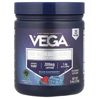 Vega, Suplemento energético para el preentrenamiento, Frambuesa azul, 238 g (8,4 oz)