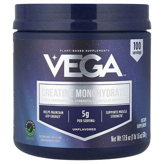 Vega, Kreatinmonohydrat, utan smaksättning, 1 lb 1.6 oz (500 g)