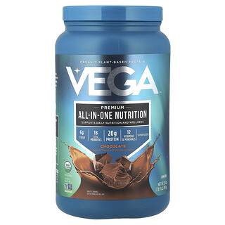 Vega, Organic Plant-Based Protein, Premium All-In-One Nutrition, Chocolate, 1 lb 9 oz (708 g)