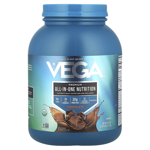 Vega Organic Plant-Based Protein Premium All-In-One Nutrition Chocolate 3 lb 13.8 oz (1.7 kg)