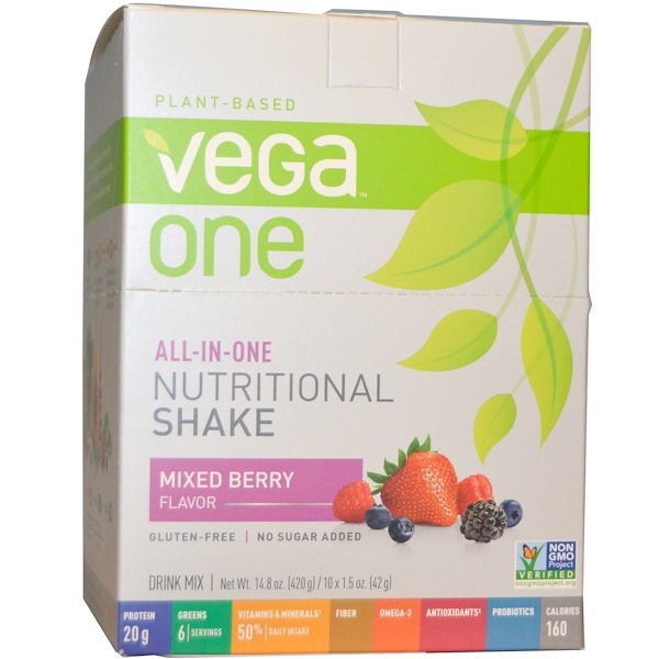 Vega, Vega One, AllinOne Nutritional Shake, Mixed Berry Flavor, 10
