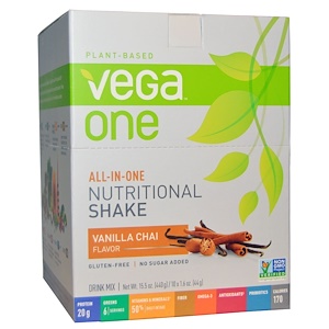 Вега, Vega One, All-in-One Nutritional Shake, Vanilla Chai, 10 Packets, 1.6 oz (44 g) Each отзывы покупателей