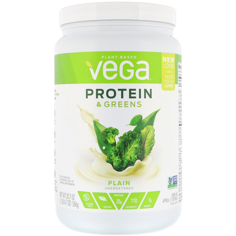 Vega, Protein & Greens, Plain Unsweetened, 1.3 lbs (586 g) iHerb