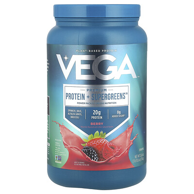 Vega  Premium Protein + Supergreens™  Berry  1 lb 10.6 oz (754 g)