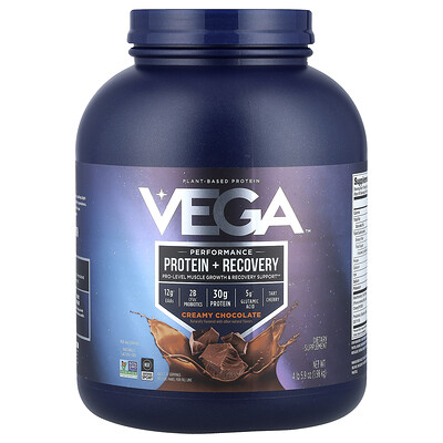 Vega, Plant-Based Protein, Performance Protein + Recovery, Creamy Chocolate, 4 lb 5.9 oz (1.98 kg)