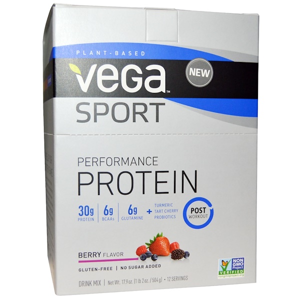 Vega, Sport Performance Protein, Berry Flavor, 12 Packets, 1.5 oz (42 g