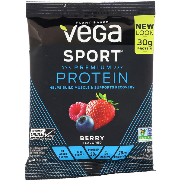 Vega, Sport, Performance Protein Drink Mix, Berry Flavor, 1.5 oz (42 g)