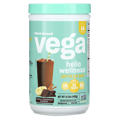 

Vega Plant-Based Hello Wellness Drink Mix Choco Cinnamon Banana 14.3 oz (405 g)