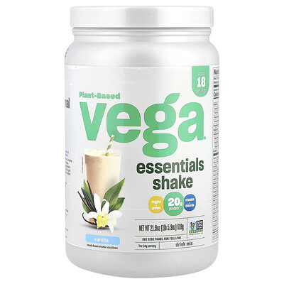 Vega  Plant-Based Essentials Shake  Vanilla  1 lb 5.9 oz (619 g)