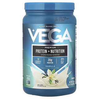 Vega, Plant-Based Protein, Premium Protein + Nutrition, Vanilla , 1 lb 5.9 oz (619 g)