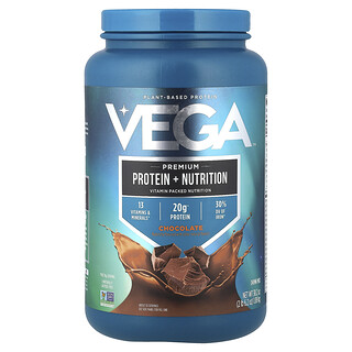 Vega, Plantaardige eiwitten, Premium eiwitten + voedingswaarde, Chocolade, 2 lb 6,2 oz (1,08 kg)