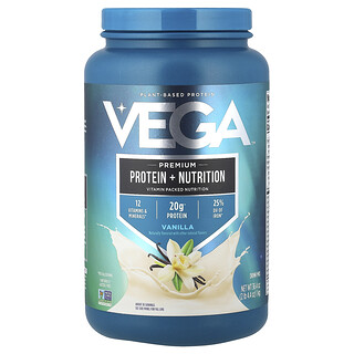Vega, Plant-Based Protein, Premium Protein + Nutrition, Vanilla, 1 kg 2 lb 4.4 oz