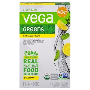 Отзывы о Вега, Drinkable Greens, Mint Lemonade, 16 Pouches, 0.2 oz (5 g) Each