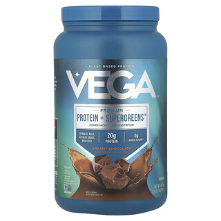 Vega, Växtbaserat protein, premiumprotein + Supergreens™, krämig choklad, 814 g