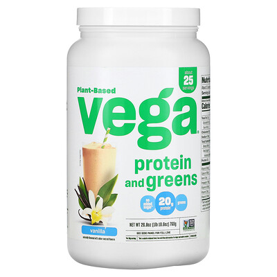 Vega белок и зелень, ваниль, 760г (26,8унции)