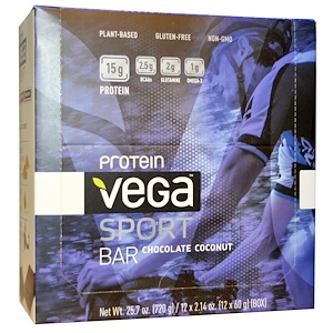 Отзывы о Вега, Sport Protein Bar, Chocolate Coconut, 12 Bars, 2.14 oz (60 g) Each