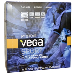 Отзывы о Вега, Sport Protein Bar, Chocolate Peanut Butter, 12 Bars, 2.14 oz (60 g) Each