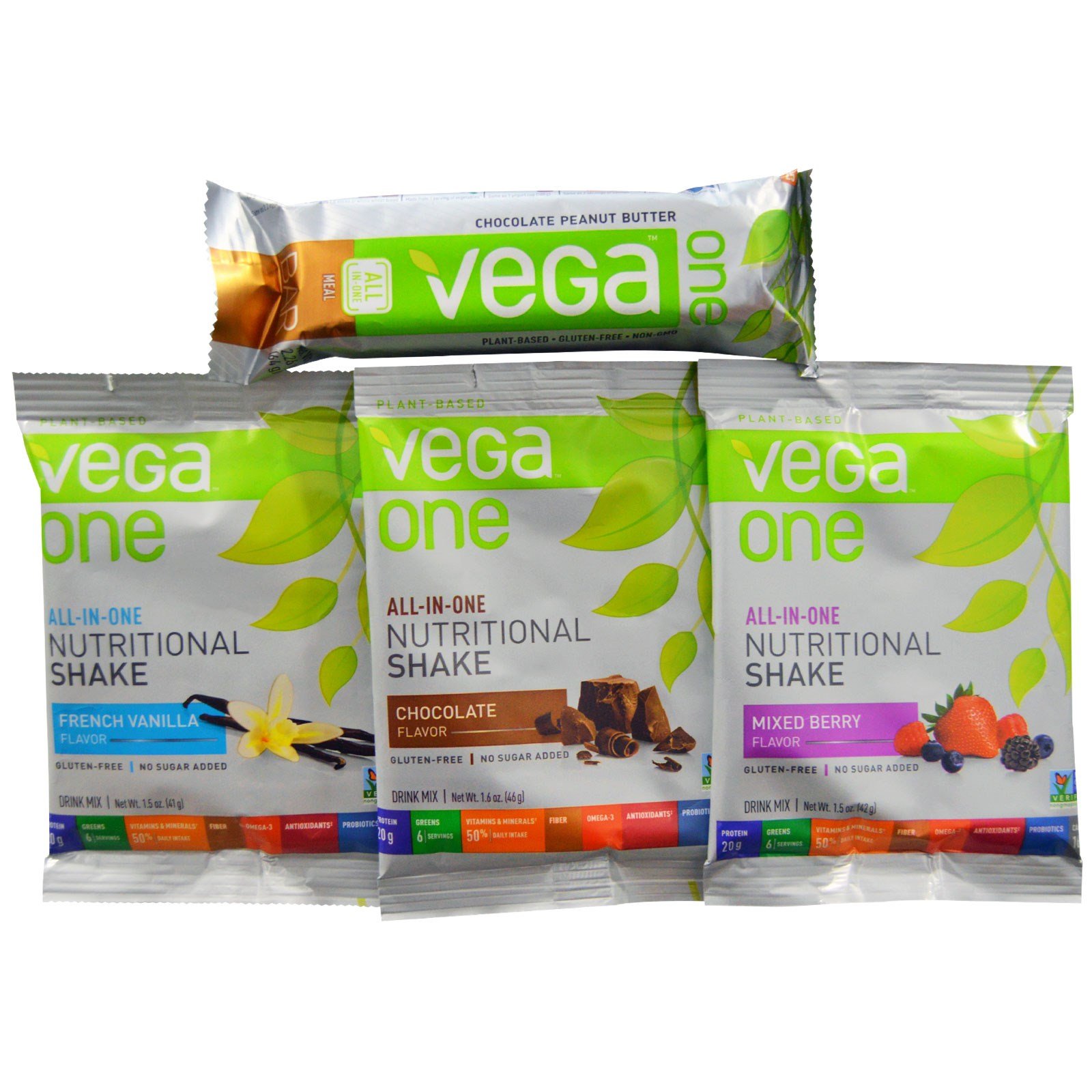 Vega, One, All-In-One, Bar & Nutritional Shake Drink Mixes, 4 Pieces ...