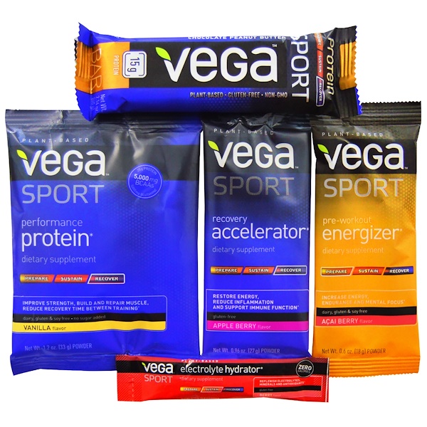 Vega, Sport Protein & Supplements Variety Pack, 5 Pieces