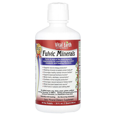 Vital Earth Minerals  Fulvic Minerals  180 mg  32 fl oz (946 ml)