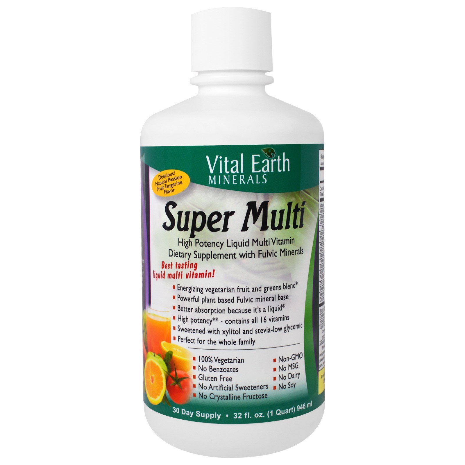 Vital Earth Minerals, Супер мульти, природный вкус маракуйи и танжерина, 32 жидк. унц. (946 мл)