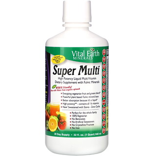 Vital Earth Minerals, 超級液體複合維生素，天然百香果柑橘味，32 液量盎司（946 毫升）