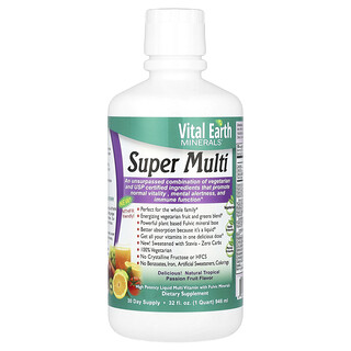 Vital Earth Minerals‏, "Super Multi, פסיפלורה טרופיים טבעי, 32 אונקיות נוזל (946 מ""ל)"