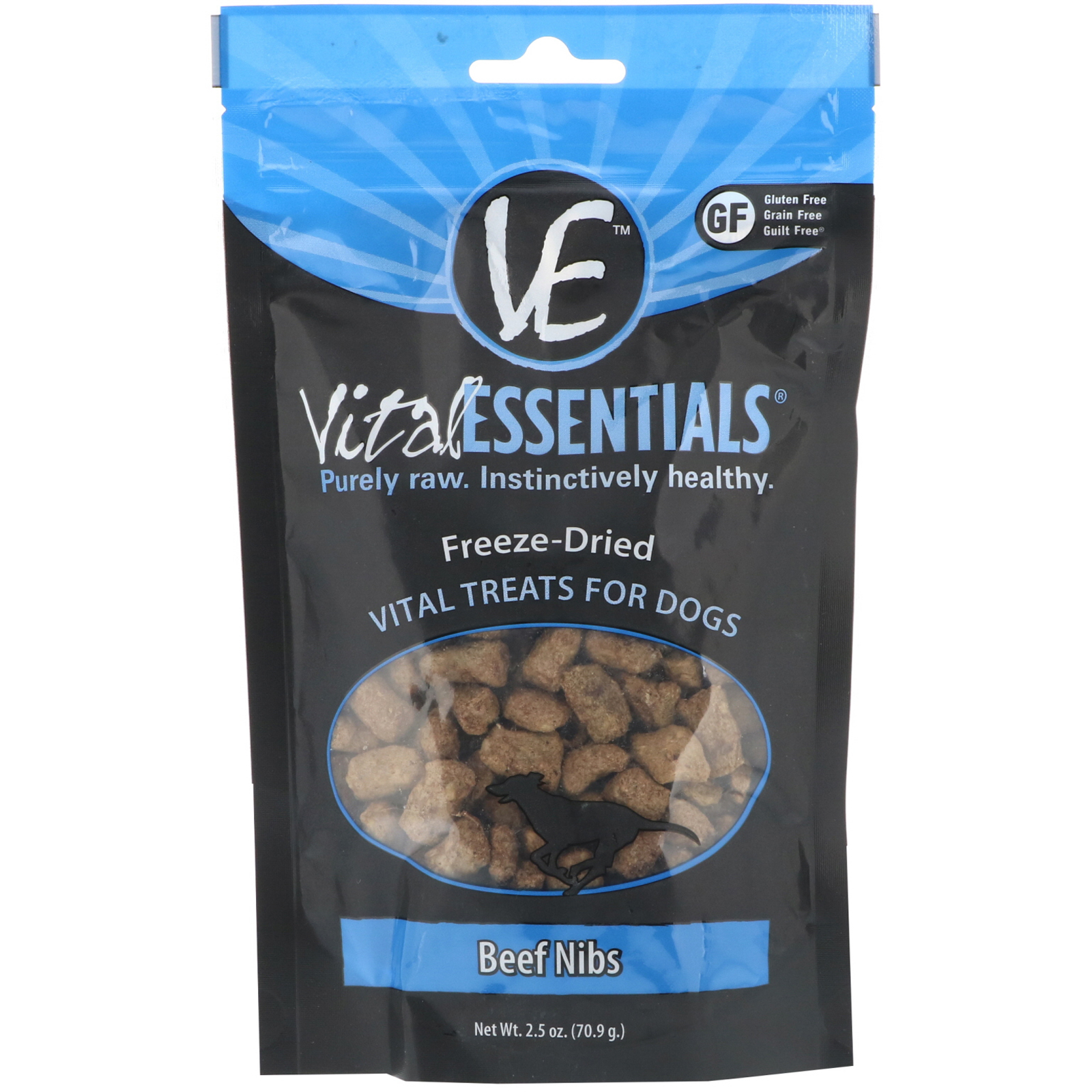 Vital Essentials, FreezeDried Treats For Dogs, Beef Nibs, 2.5 oz (70.9