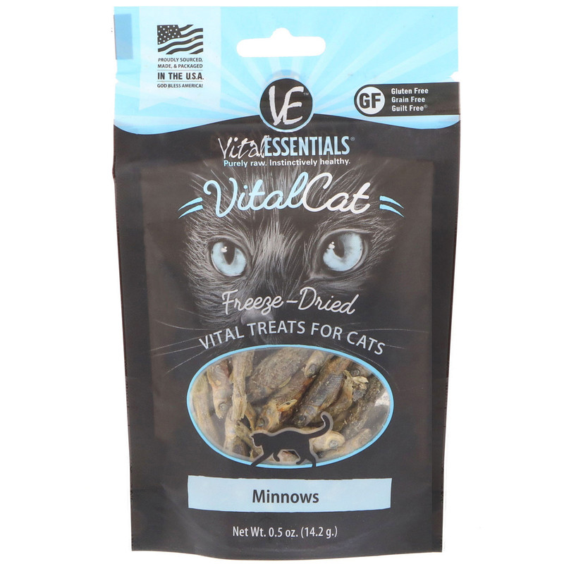 Vital Essentials, Vital Cat, FreezeDried Treats For Cats, Minnows, 0.5