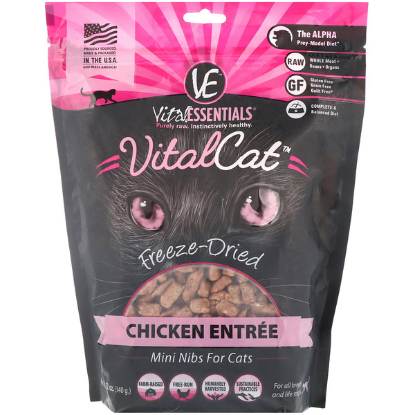 Vital Essentials, Vital Cat, FreezeDried Mini Nibs For Cats, Chicken