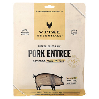 Vital Essentials, 冻干未加工猫粮，猪肉为主，8 盎司（226.8 克）