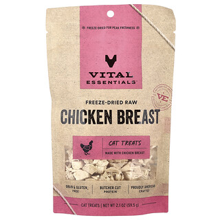 Vital Essentials, Freeze-Dried Raw Cat Treats, Chicken Breast, 2.1 oz (59.5 g)