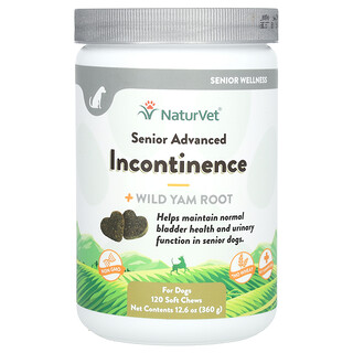 NaturVet, Incontinență avansată senior + rădăcină de igname sălbatic, pentru câini, 120 de mestecat moi, 12,6 oz (360 g)