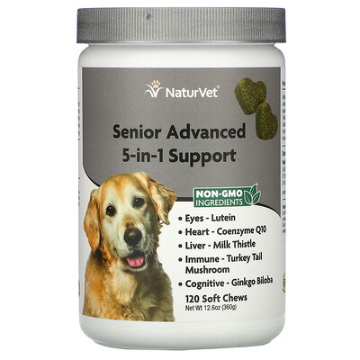 NaturVet Senior Advanced 5-in-1 Support, 120 Soft Chews, 12.6 oz (360 g)