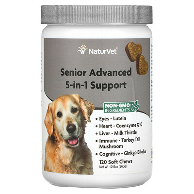 

NaturVet, Senior Advanced 5-in-1 Support, 120 Soft Chews, 12.6 oz (360 g)