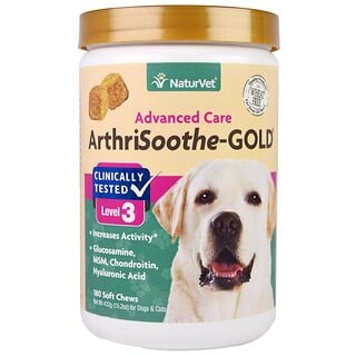 NaturVet, ArthriSoothe-GOLD, Advanced Care, Level 3, 180 Comprimidos Mastigáveis Macios, 432 g (15,2 oz)
