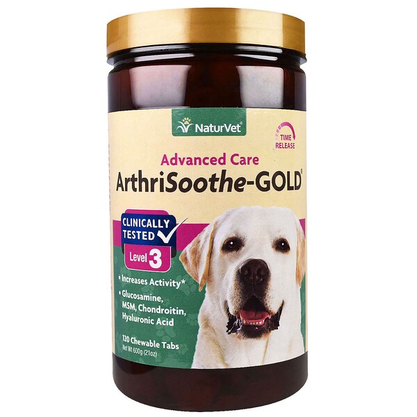 NaturVet, ArthriSoothe-GOLD, Advanced Care, Level 3, 120 Chewable Tablets, 1.3 lbs (600 g) 