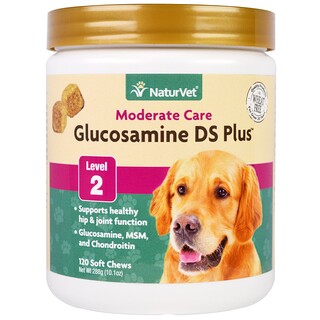NaturVet, Glucosamina DS Plus, Cuidado Moderado, Nível 2, 120 Petiscos Mastigáveis Macios, 288 g (10,1 oz)