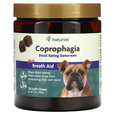 

NaturVet Coprophagia, Средство, сдерживающее поедание стула, и вспомогательное средство для дыхания, 130 мягких жевательных таблеток, 10 унций (286 г)