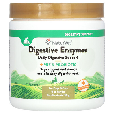NaturVet  Digestive Enzymes + Pre & Probiotic  For Dogs & Cats  4 oz (114 g)