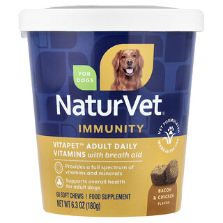 NaturVet, VitaPet 成年犬專用日常維生素 + 呼吸支援配方，成年犬專用，60 片軟咀嚼片，6.3 盎司（180 克）