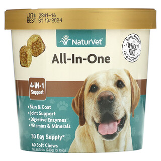 NaturVet, All-In-One, 4-In-1 Support, 60 Soft Chews, 8.4 oz. (240 g)