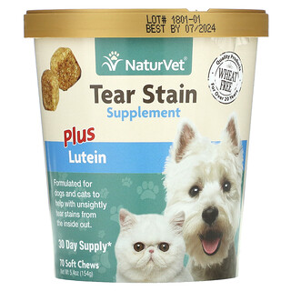 NaturVet, Manchas de lágrimas para perros y gatos, luteína plus, masticables, 5,4 oz (154 g)
