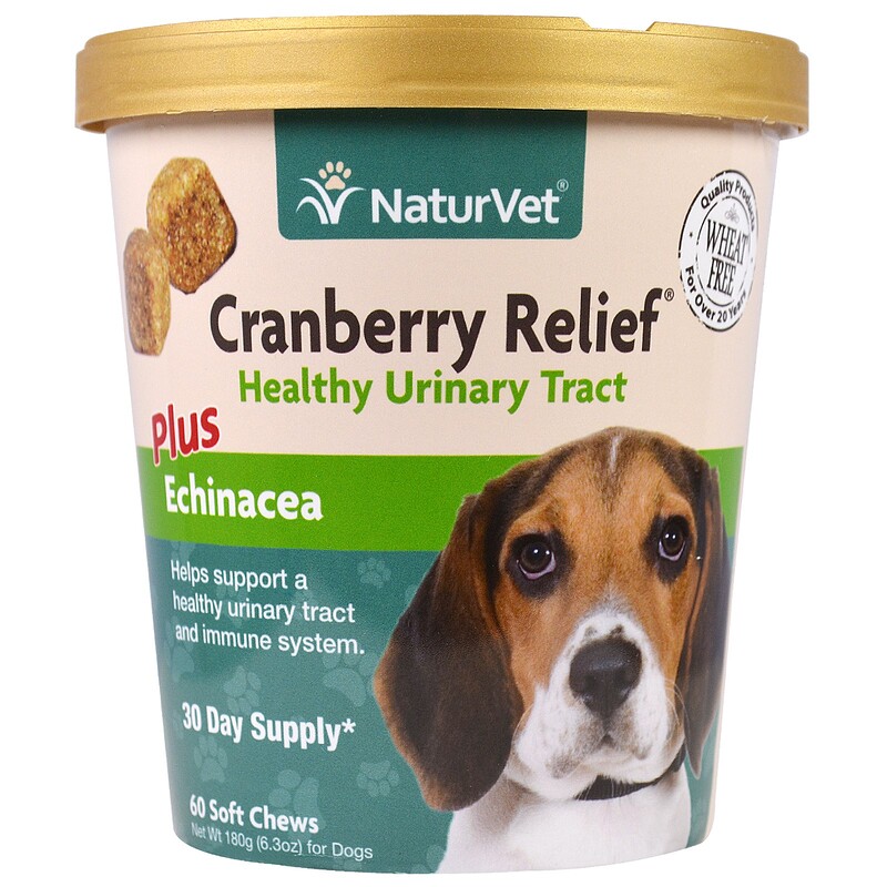 NaturVet, Cranberry Relief For Dogs Plus Echinacea, 60 Soft Chews, 6.3